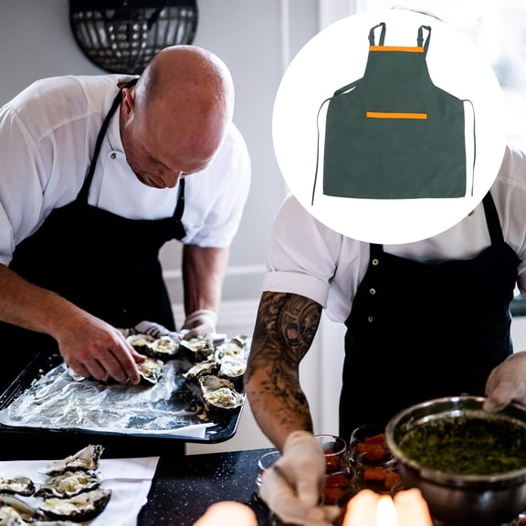 LOLIPPYY Green Adjustable Hback Salon Apron With Pocket for Home Use Cloth ABS Women's Cooking Size 70x85cm