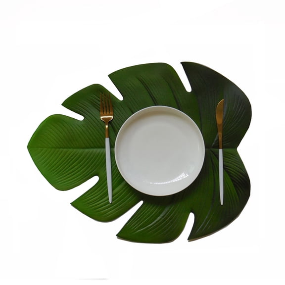 LOLIPPYY Green Artificial Leaves Palm Leaf Table Runner for Jungle Themed Events