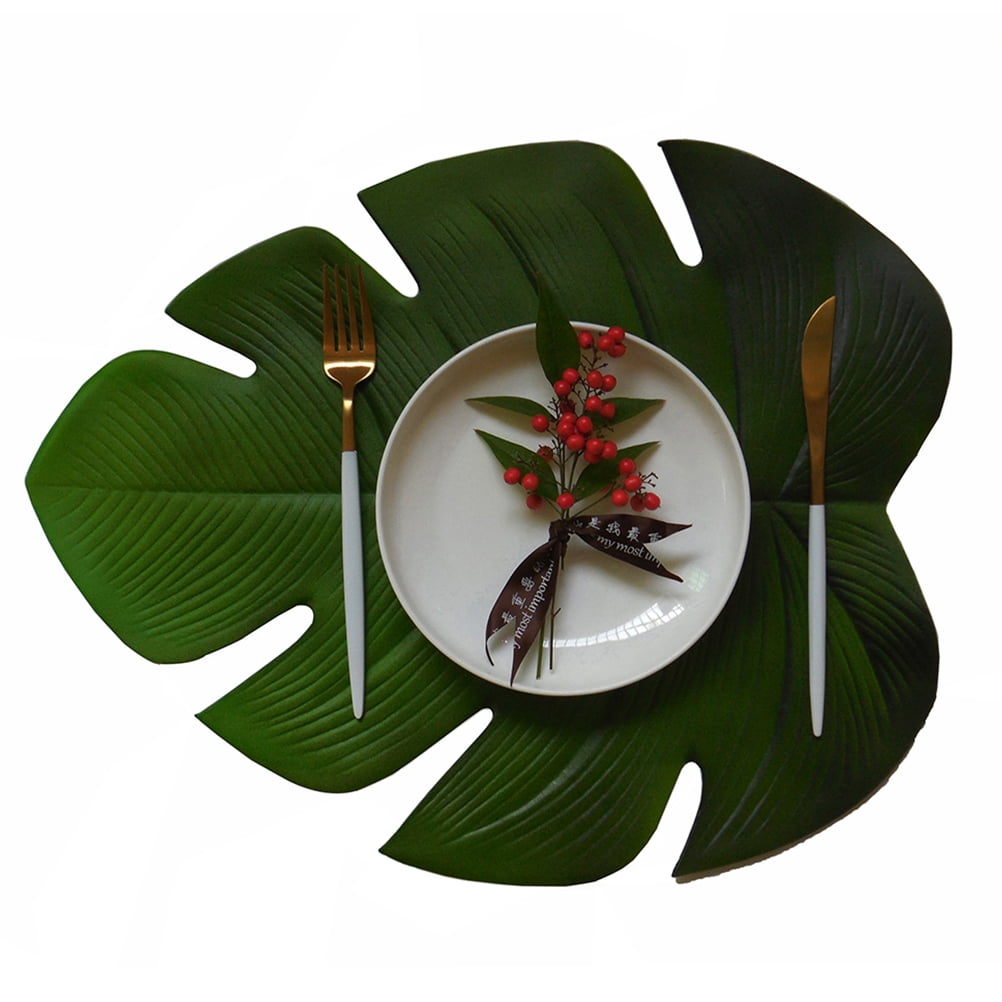 LOLIPPYY Green Artificial Palm Leaves Table Runner for Tropical Luau ...