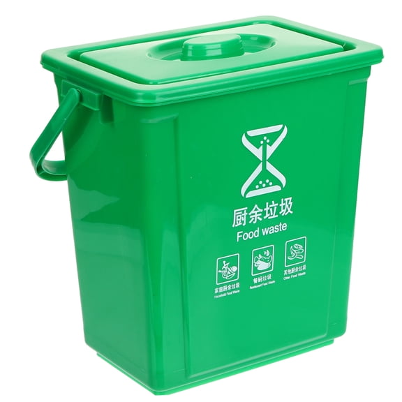 LOLIPPYY Green Bucket with Lid Plastic Kitchen Pail for Food Waste Storage