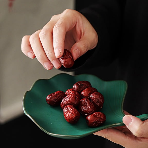 LOLIPPYY Green Ceramic Serving Tray for Home Parties and Snacks with Premium Durability and Smooth Surface 12.5 Inches