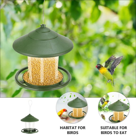 LOLIPPYY Green Outdoor Automatic Bird Feeder with Hook for Hanging on Trees Or Balcony