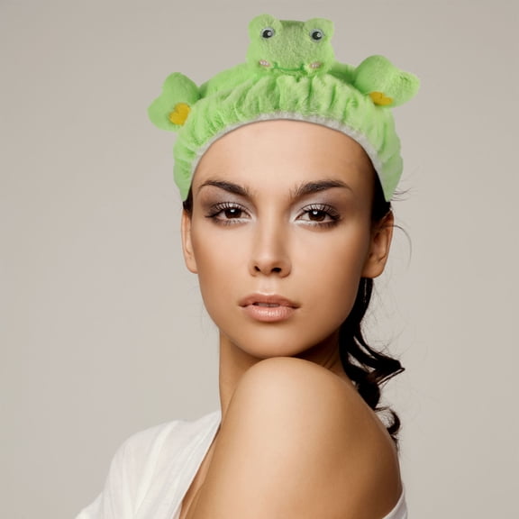 LOLIPPYY Green Plush Frog Headband for Skincare and Makeup Spa Hair Band Comfortable Fit