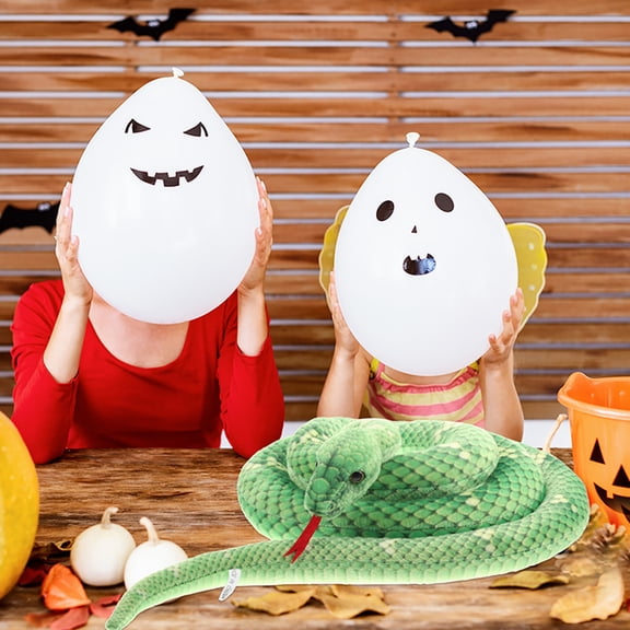 LOLIPPYY Green Plush Snake Prop for Scary Party Setup and Jungle Theme Decoration