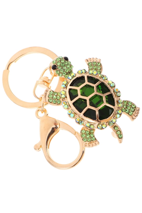 Green Rhinestone Turtle Keychain Metal Pendant Decorative Keyring for Bags, Backpacks, and Accessories