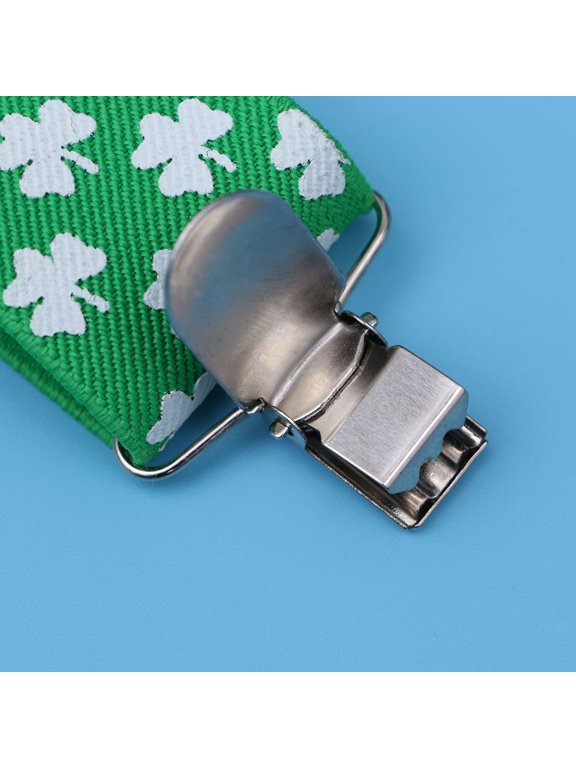 Green Shamrock Suspenders for St. Patrick's Day Party, Adjustable Festive Accessories for Holiday Celebration