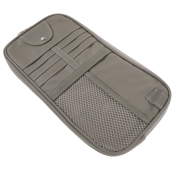 LOLIPPYY Grey Car Sun Visor Organizer with PU Material, Multifunctional Holder for Cards, Documents, and Accessories