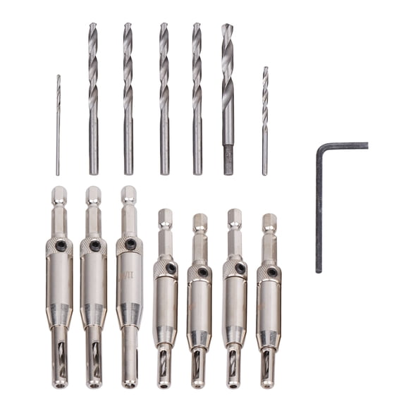 LOLIPPYY Grey Countersink Drill Bit Set with Wrench for Chamfering Deburring and Precise Wood Drilling