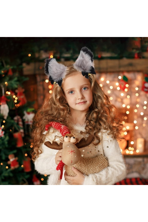 Grey Ear Hair Hoop Plush Material Party Headdress Suitable for Costume and Decorations