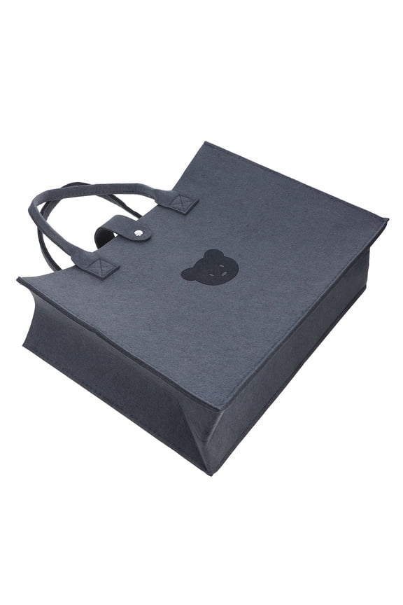 Grey Felt Tote Bag with Handles Large Reusable Grocery Bag for Shopping Travel and Storage