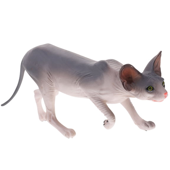 LOLIPPYY Grey Hairless Cat Figurine Plastic Model with Smooth Surface for Home and Garden Decoration