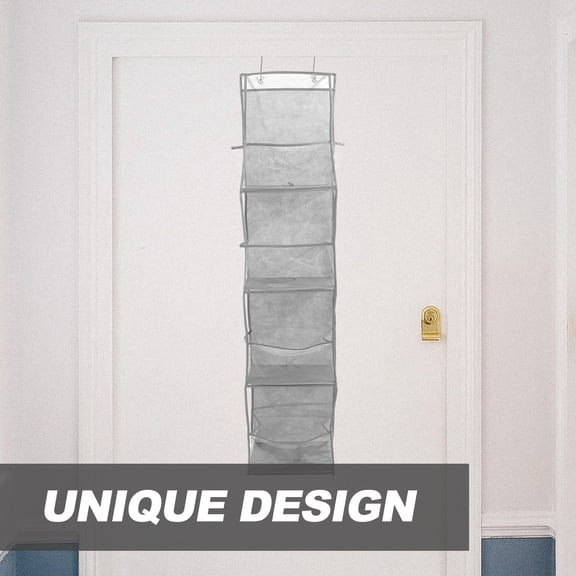 LOLIPPYY Grey Hanging Door Storage Bag with Clear Pockets Over The Door Organizer for Household Use