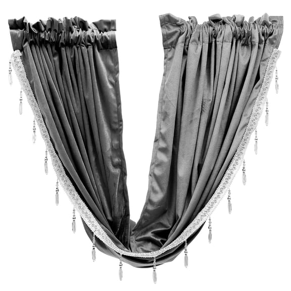 LOLIPPYY Grey Lint Fringed Curtain Window Decor for Dining Room Kitchen Soft and Supple Fabric
