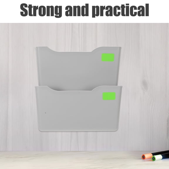 LOLIPPYY Grey Plastic Wall File Organizer for Office with Hanging Document Holder and Magazine Rack