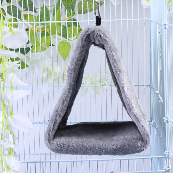 LOLIPPYY Grey Plush Parrot Hammock Comfortable Pet Bed for Birds with Durable Safe Material