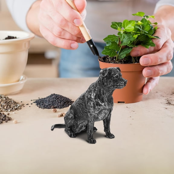 LOLIPPYY Grey Resin Dog Figurine Decorative Garden Statue Lifelike Craft Art for Lawn, Patio, and Living Room Decor