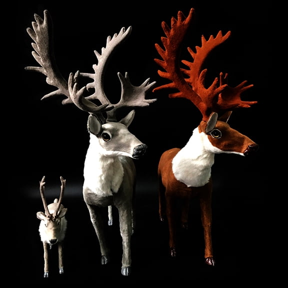 LOLIPPYY Grey Simulation Animal Model Reindeer for Indoor Outdoor Decor Educational Toys 1pc