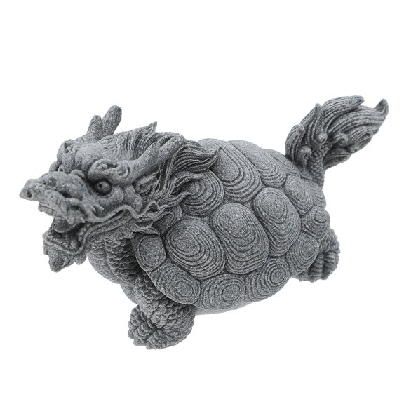 LOLIPPYY Grey Stone Feng Shui Turtle Ornament for Fish Tank with Unique Dragon Turtle Design