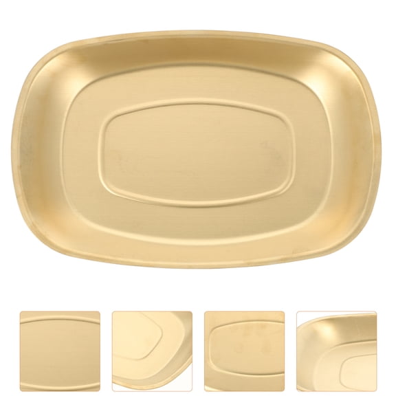 LOLIPPYY Grill Meat Serving Plate Stainless Steel Oval Food Storage 1Pack