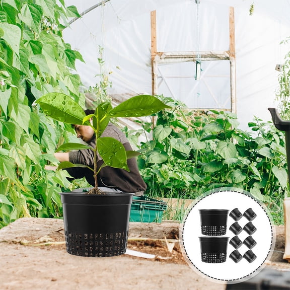 LOLIPPYY HONMEET 10Pcs Black Mesh Plant Pot Grid Hydroponic Baskets for Compact Balcony Gardens