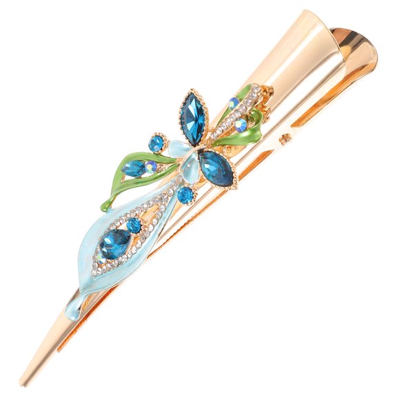 LOLIPPYY Metal Duckbilled Hair Clip with Rhinestone Flower for Special Occasions