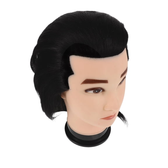LOLIPPYY Black Real Human Hair Mannequin, Male Styling Head, Durable, Home Practice