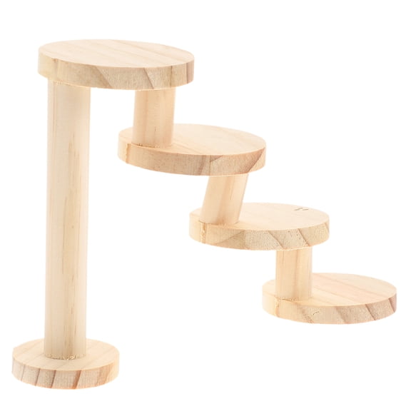 LOLIPPYY Hamster Ladder Wooden Toy for Small Pets Natural Khaki Fourlayer Chinchilla Ladders 20.5 x 9.5 x 7.5 cm