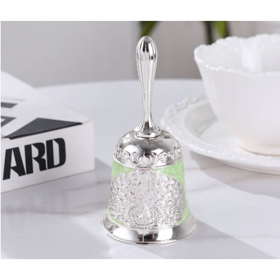 LOLIPPYY Hand Bell: Loud Hand Bell with Handle Peacock Relief - Ringing Metal Handbell for Seniors Teachers Food Service Restaurants Classroom Pet Training
