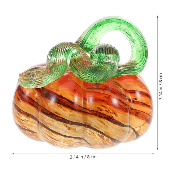 LOLIPPYY Orange Hand Blown Glass Pumpkin Figurine Rustic Fall Fireplace Decor for Home