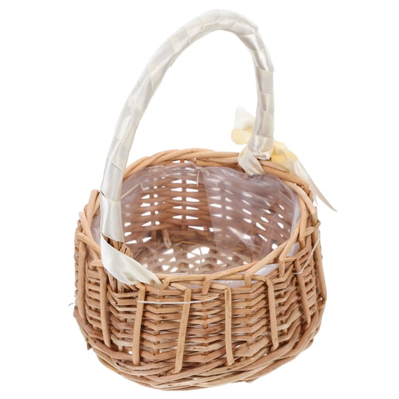 LOLIPPYY Hand Woven Flower Basket For Special Occasions Present Holder Natural Willow Rustic Style 1Set