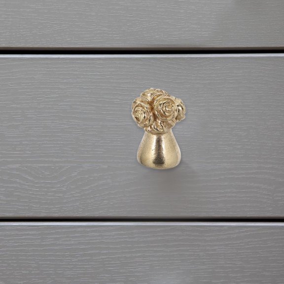 LOLIPPYY Handcrafted Vintage Brass Flower Drawer Pull for Kitchen and Furniture Doors