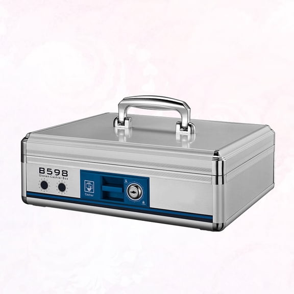 LOLIPPYY Handle Cash Box Plated Silver Metal for Storing Receipts Checks and Valuables Securely