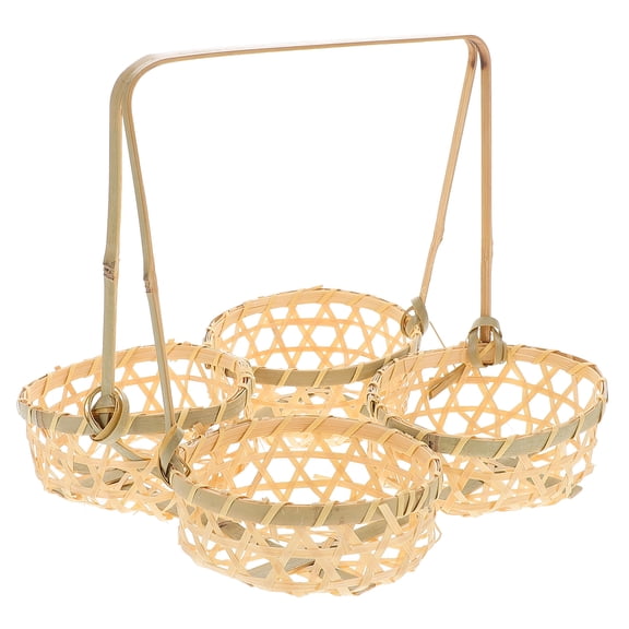 LOLIPPYY Handmade Small Bamboo Baskets Tray With Handle Wicker Picnic Baskets Fruit And Bread Basket For Serving Food Candy Bread