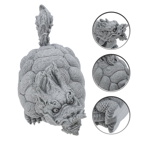 LOLIPPYY Handpainted Stone Dragon Turtle Figurine Feng Shui Decor for Fish Tank and Garden