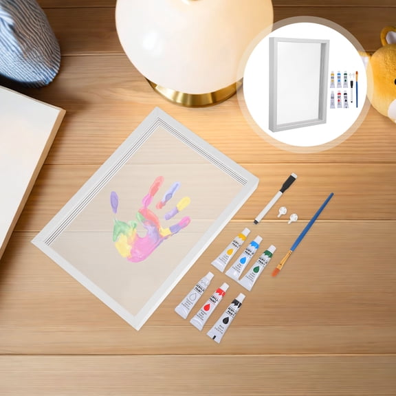 LOLIPPYY Handprint Picture Frame Kit White Wood DIY Family Keepsake Display Case for Home