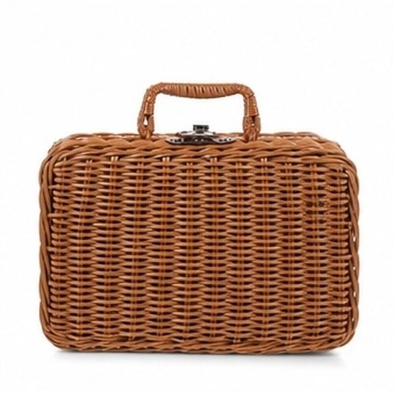 LOLIPPYY Retro Style Imitation Rattan Storage Box Light Brown Handwoven Large Capacity