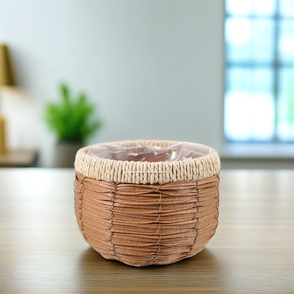 LOLIPPYY Handwoven Light Brown Plant Basket for Indoor Flower Planter and Storage Household Use