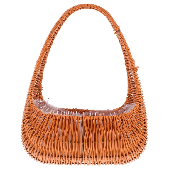 LOLIPPYY Handwoven Rattan Picnic Basket with Handle for Wedding and Home Storage