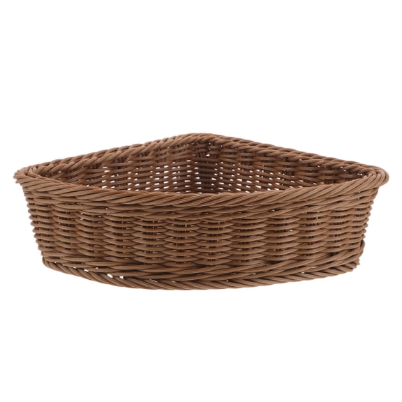 LOLIPPYY Handwoven Triangular Corner Basket Light Brown Organizer for Snacks Bathroom Wardrobe