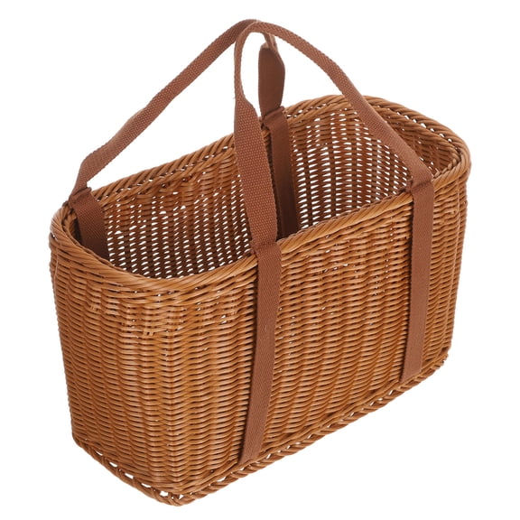LOLIPPYY Handwoven Woven Storage Basket with Handle Brown Multipurpose Market Tote for Fruits