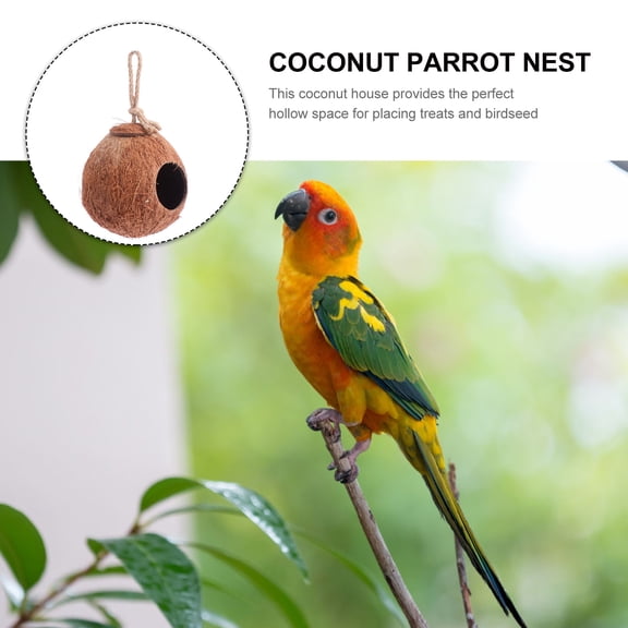 LOLIPPYY Hanging Birdhouse Made of Natural Coconut Shell for Garden and Patio Use