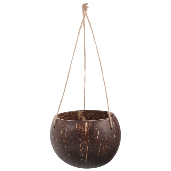 LOLIPPYY Hanging Planter Basket for Indoor Plants with Coconut Shell Material Dark Brown Color for Home Use 7.5 Inches