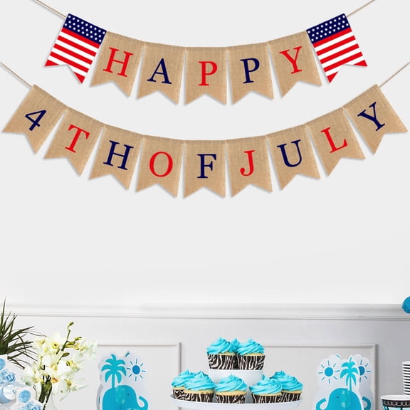 LOLIPPYY Assorted Color Swallowtail Banner America Independence Day Party Photo Prop Sign