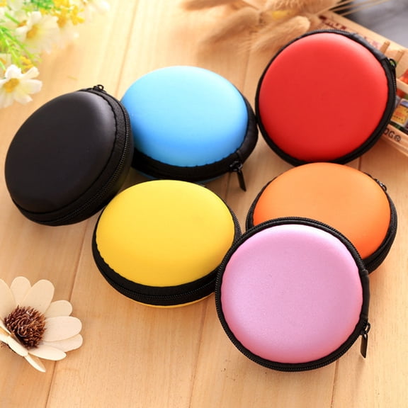 LOLIPPYY Hard Shell Earphone Case Black Zipper Cable Bag Secure Storage for Earbuds