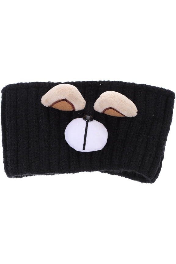 Head Wrap Black Knitting Warmth Keeping for Women 1Set