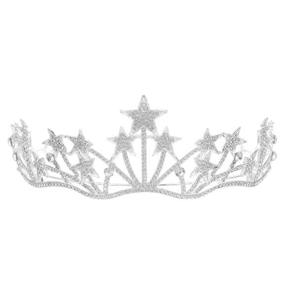 LOLIPPYY Headdress for Bride Star Shaped Crown Headband Silver Alloy 1Pack