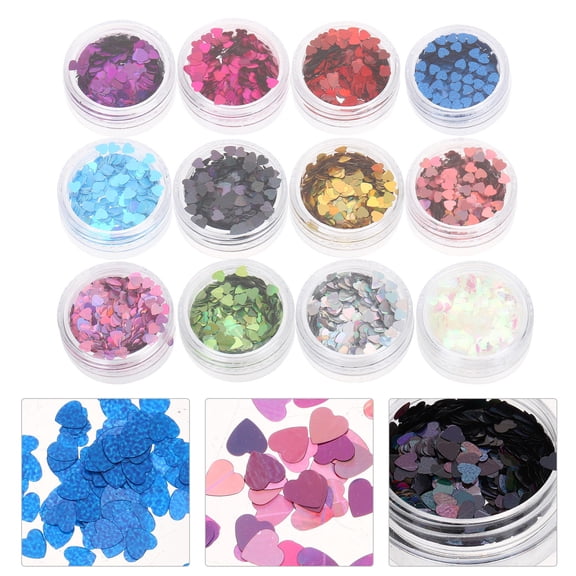 LOLIPPYY Assorted Color Heart Glitter Flakes for Nail Art and Festival Makeup Decoration