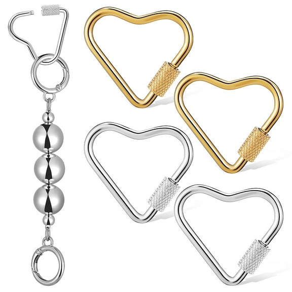 LOLIPPYY Set of 4 Heart-Shaped Metal Buckle Clips, Stylish Lanyard Connectors for Women’s Crafts, Keychains, and Projects