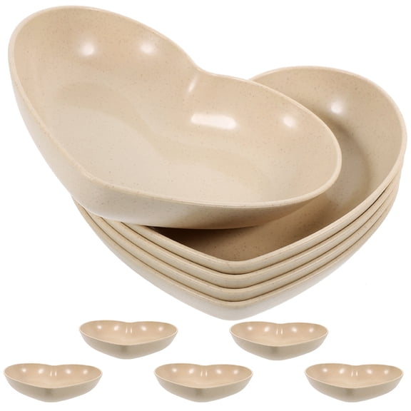 LOLIPPYY Heart Shape Hermit Crab Food Dish and Water Bowl in Beige for Small Reptiles, Made of PP and Wheat Straw, 10 Pcs