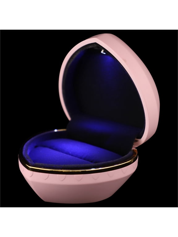 Heart-Shaped LED Lighting Ring Container Romantic Proposal Box Pink